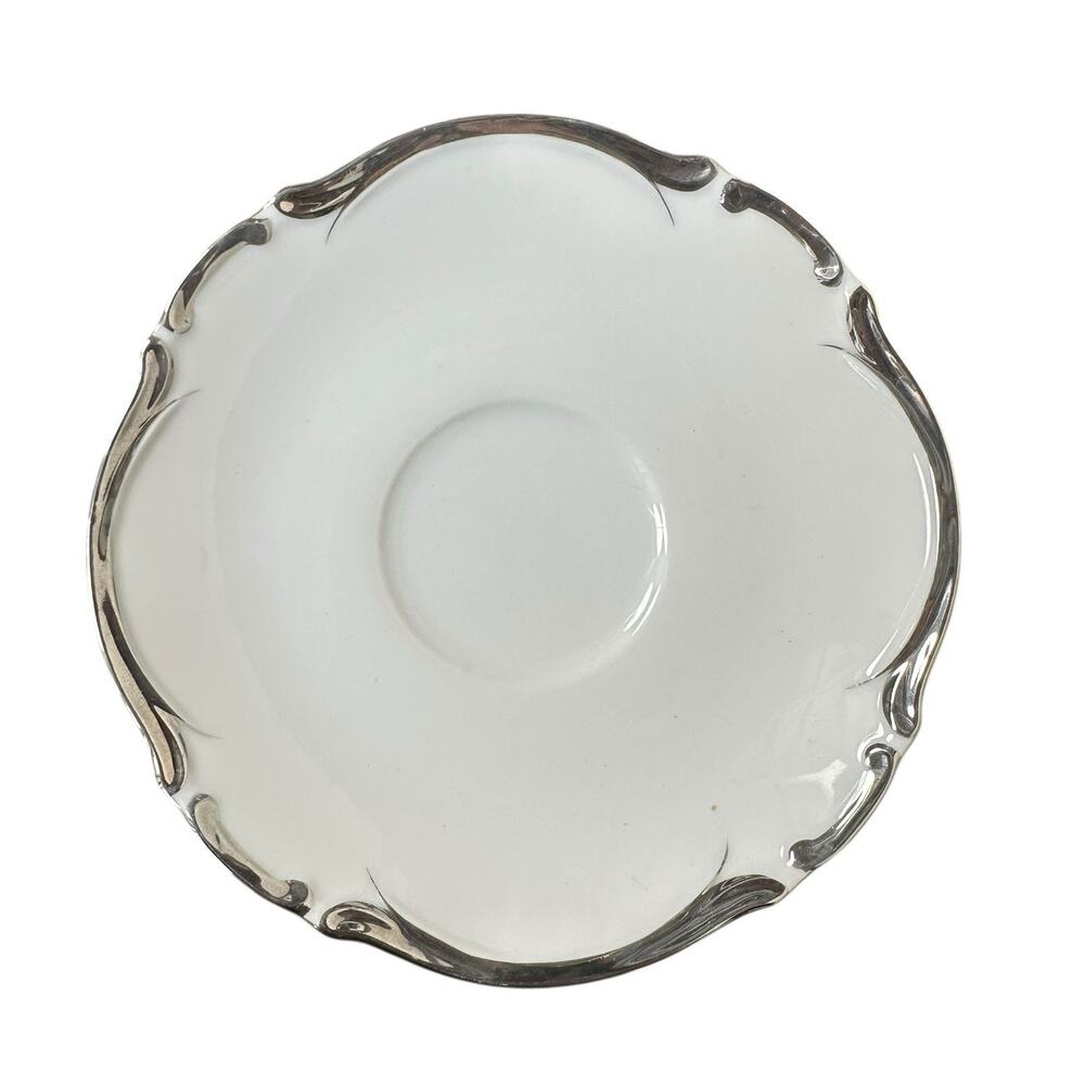 Vintage Harmony House Starlight Fine China Saucer Plates 6" Platinum Set Of 2